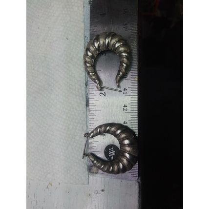 Vintage Sterling Silver 925 Hoop Puff Earrings Pierced 8.2 g