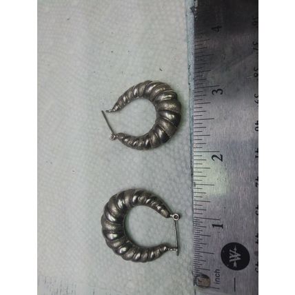 Vintage Sterling Silver 925 Hoop Puff Earrings Pierced 8.2 g