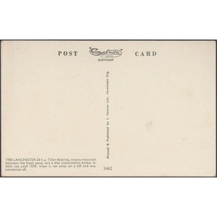 1908 Lanchester 20hp, c.1960s - Salmon Postcard