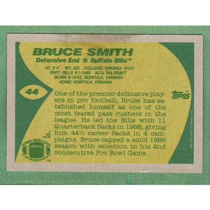 Bruce Smith #44 1989 Topps