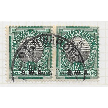 AFRICA SOUTH WEST 1927 HALFPENNY SPRINGBOK HORIZONTAL PAIR SG58 USED SWA