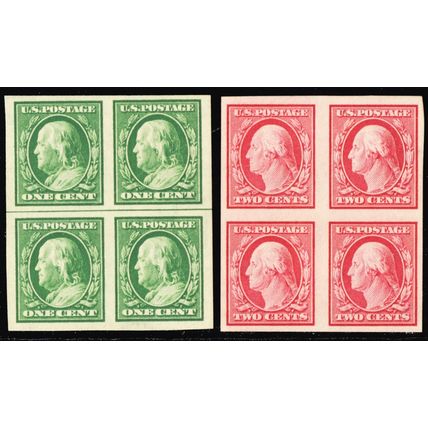 383-84, Mint VF NH Blocks of Four SCV $69 - Stuart Katz