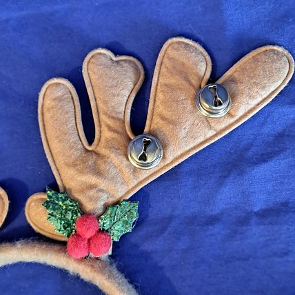Lot 4 REINDEER ANTLERS HEADBANDS Christmas Deer Santa Plush Padded Cloth Felt