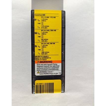 SANDVIK MB-07TH250MM-10R 1025 CoroCut MB Thread Head, 1box=5pcs New