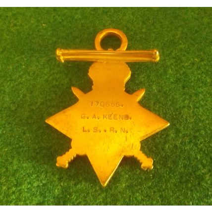 Brass 1914 - 1915 WWI Star Medal - 170655 GA, Keene L.S.R.N.