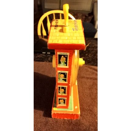 Old Vintage Fisher Price Music Box Clock # 998 10 3/4" Tall Working 1968