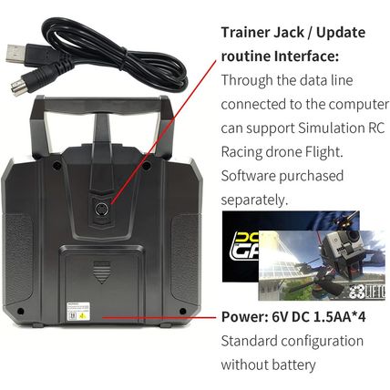 Fs-I6X 10CH 2.4Ghz RC Transmitter Controller with Fs-Ia6B Receiver Upgrade Cable