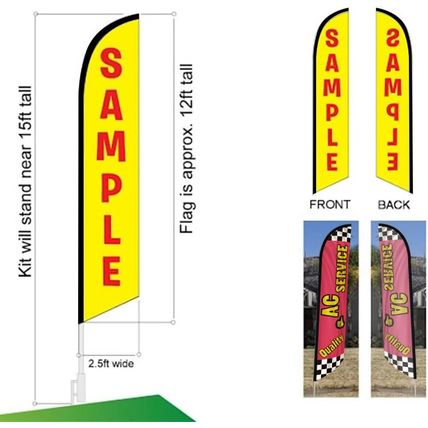 Auto Repair Shop Promotional Package of Four Feather Flag Kits Set, Comes with F
