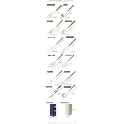 Silicone Cooking Utensils Set for Kitchen,446°F Heat Resistant 13 Pcs Non-Stick