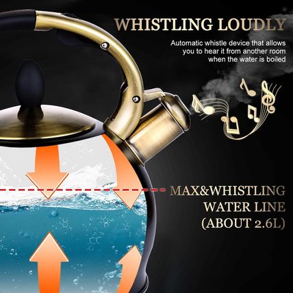 SUSTEAS Stove Top Whistling Tea Kettle - Food Grade Stainless Steel Teakettle Te