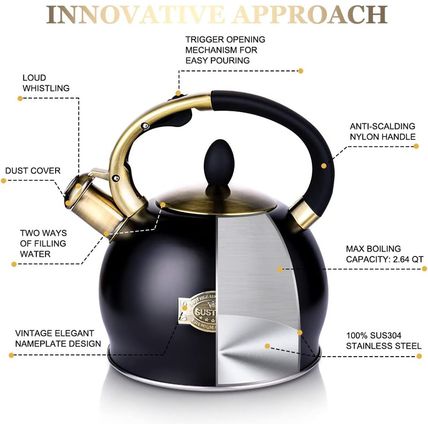 SUSTEAS Stove Top Whistling Tea Kettle - Food Grade Stainless Steel Teakettle Te
