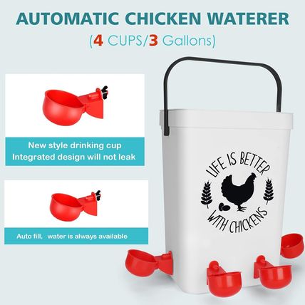 Chicken Feeder and Chicken Waterer Set (3 Gallon/26 Pounds) - Hanging Automatic