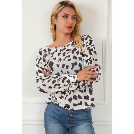 Leopard Long Sleeve Crewneck Sweater