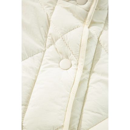Beige Quilted High Neck Button Up Pocket Vest Coat