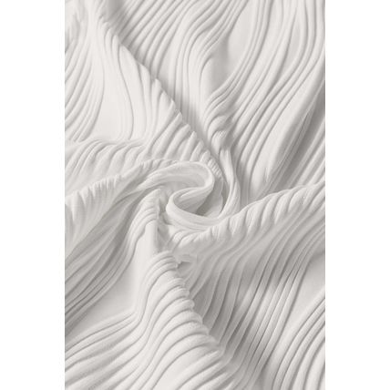 White Solid Color Wavy Textured Round Neck Tank Top