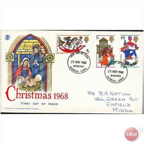 GB FDC 1968 - Christmas - SHS Bethlehem Llandeilo Wales