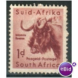 South Africa 1954 - SG 152 - 1d Black Wildebeast MH