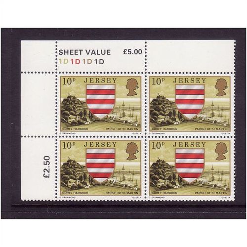 JERSEY 1980 SG 144 10p GOREY HARBOUR BLOCK 4 VALS U/M MINT