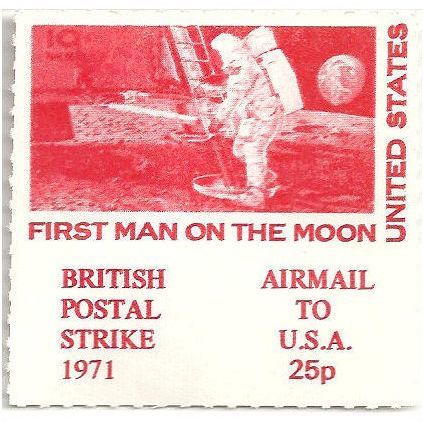 1971 Postal Strike 25p Airmail to USA Stamp Unmounted Mint