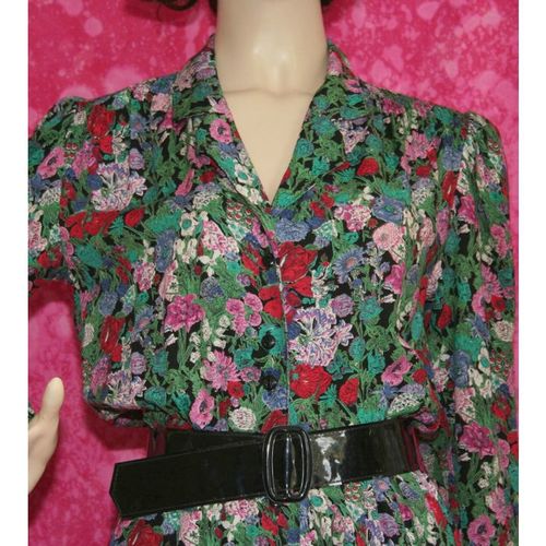 Vintage 1970 Floral Shirt Dress Size 10 Womens Marks & Spencer