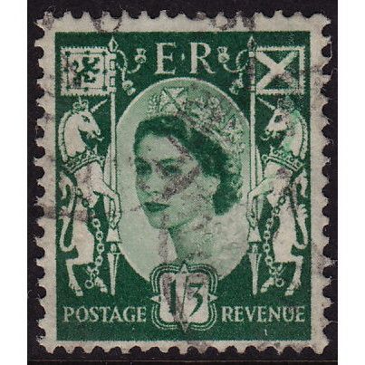 Great Britain 1958 Scotland 1/- 3d Green Used SG S5 Sc 5 postage stamp