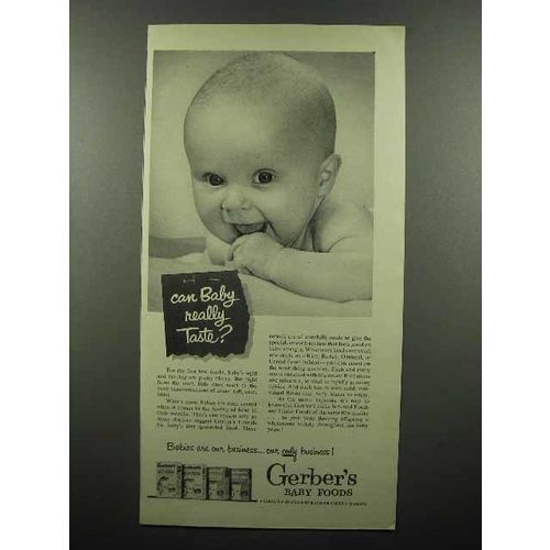 1953 Gerber's Baby Food Ad - Can Baby Really Taste?