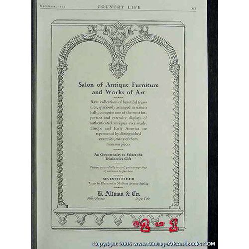 B ALTMAN COMPANY 1925 antique furniture and art vintage ad