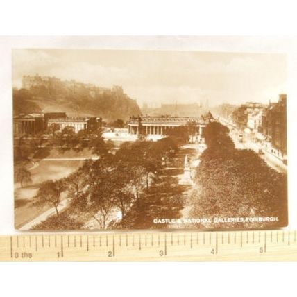 vintage postcard Castle & National Galleries, Edinburgh