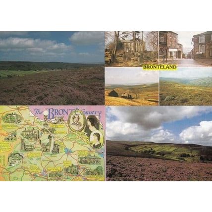 Haworth Bronteland Heather Blooming Stanbury Black Bull Pub Map 4x Postcard s