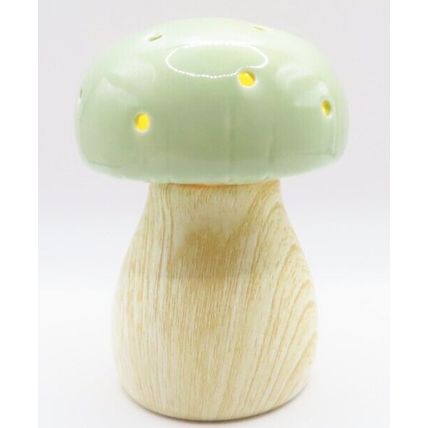 Green Ceramic Mushroom Ornament LED 13.5 CM Light Decor Gift Decor Christmas