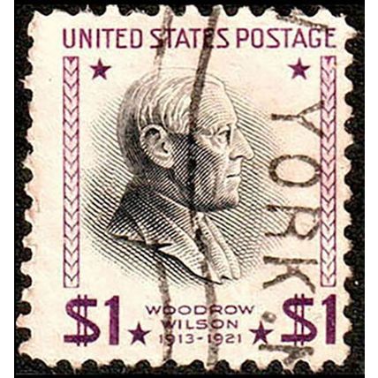USA 1938 Personalities Woodrow Wilson $1 Used Stamp