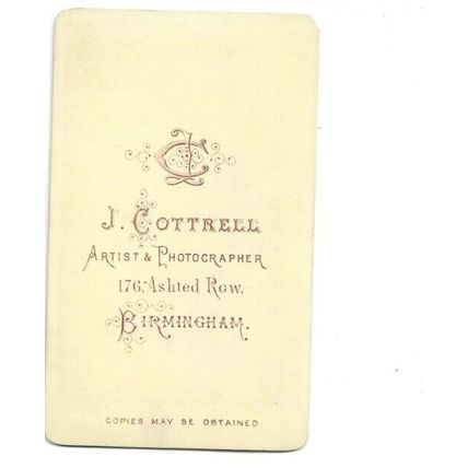 Pretty Lady, Social History, J Cottrell Studio, Ashted Row, Birmingham, CDV