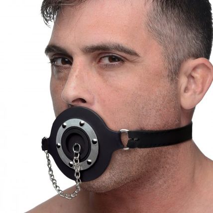 Pie Hole Silicone Feeding Gag Mask BDSM Bondage Master Series Slave Ball S&M NEW