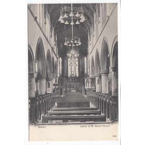 St Mary's Church Interior Dover Kent Victoria Series Postcard 1232