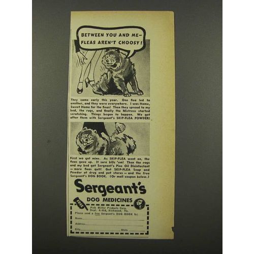 1940 Sergeant's Dog Medicine Ad - Fleas Aren't Choosy