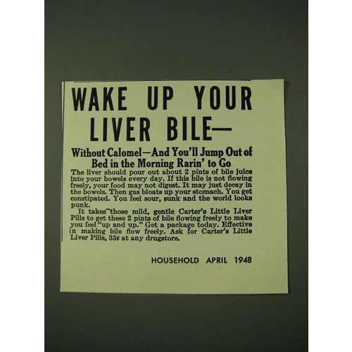 1948 Carter's Little Liver Pills Ad - Wake up your liver bile