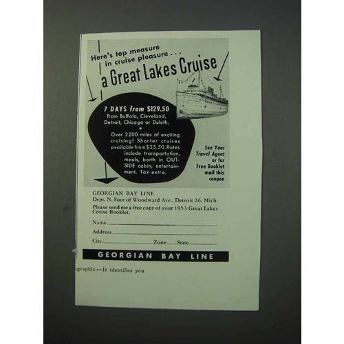 1953 Georgian Bay Line Cruise Ad - Top Measure