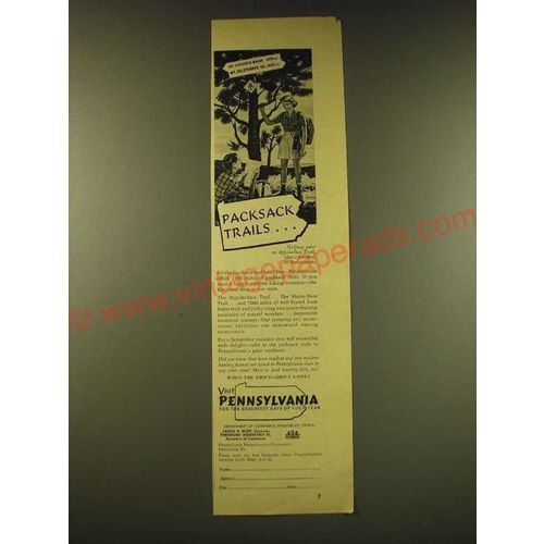 1949 Pennsylvania Tourism Ad - Packsack Trails