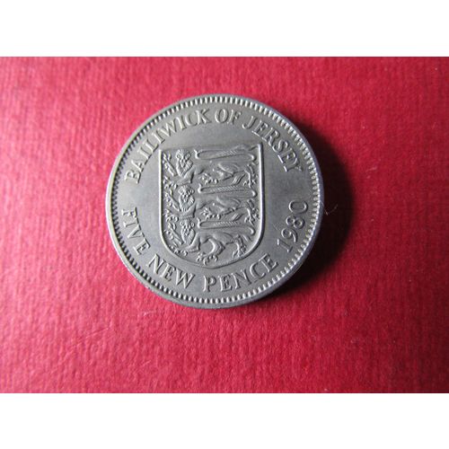 1980 QUEEN ELIZABETH II BAILIWICK OF JERSEY FIVE NEW PENCE FREE POST. AI