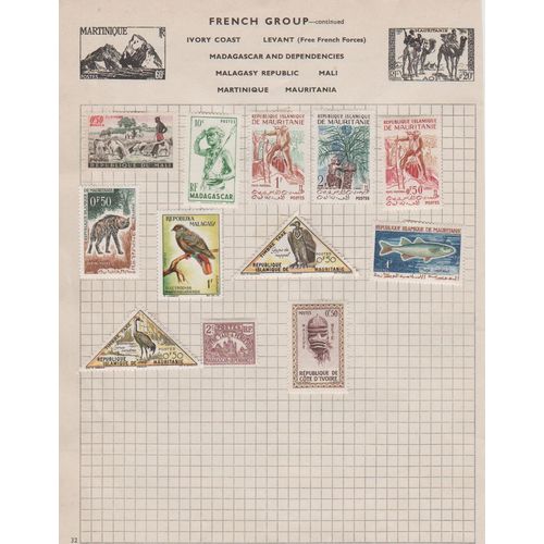 French colonies page of 12 with Mali Madagascar Ivory Coast