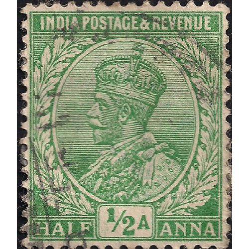 INDIA, George V, green 1911, half anna