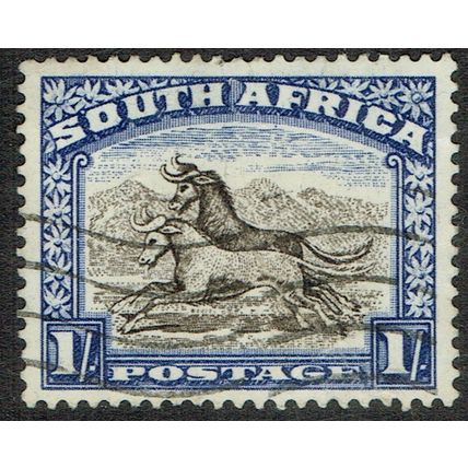 South Africa 1927 Definitive Issue 1/- Brown and Deep Blue SG36 GU