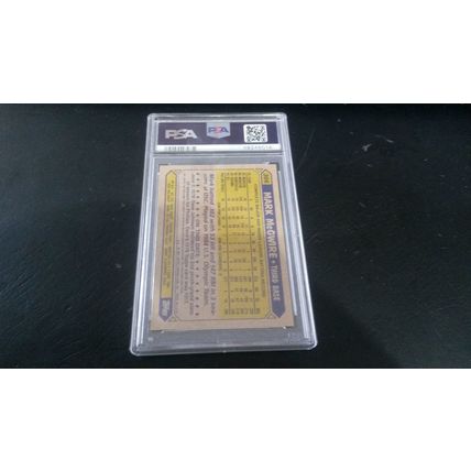 1987 Topps Card # 366 Mark McGwire PSA Near Mint-Mint (8) Athletics