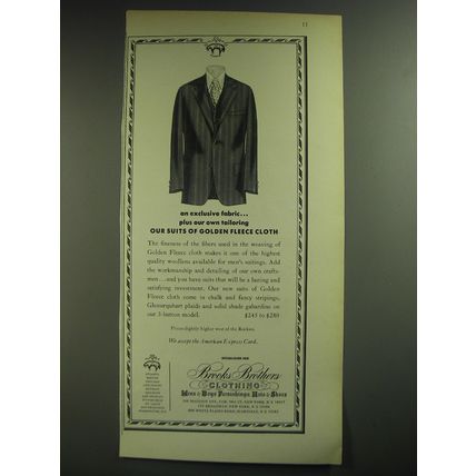 1974 Brooks Brothers Golden Fleece Suits Ad - An exclusive fabric