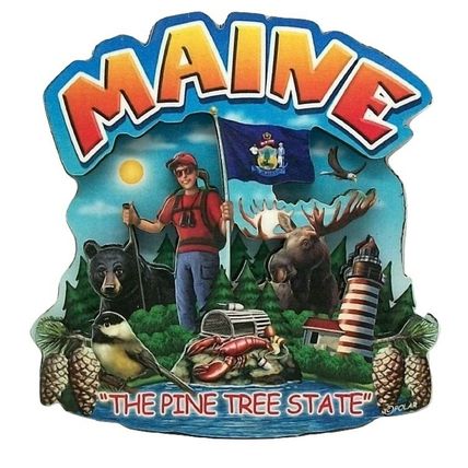 Maine the Pine Tree State Artwood Montage Fridge Magnet