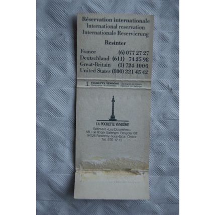 Matchbook Cover Hotels Mercure - Rothmans