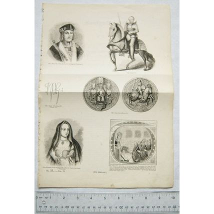 1860s engraving - Henry VII, Great Seal, Armour, etc.
