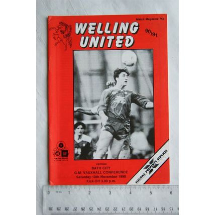 1990 programme Welling United v. Bath City
