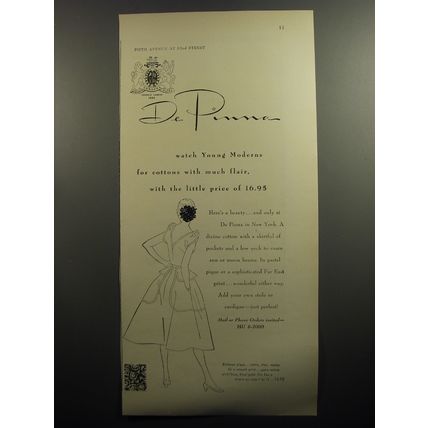 1951 De Pinna Dress Ad - watch Young Moderns for cottons with much flair