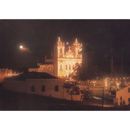Brazil Brasil Bonfim Church at Night Salvador Postcard